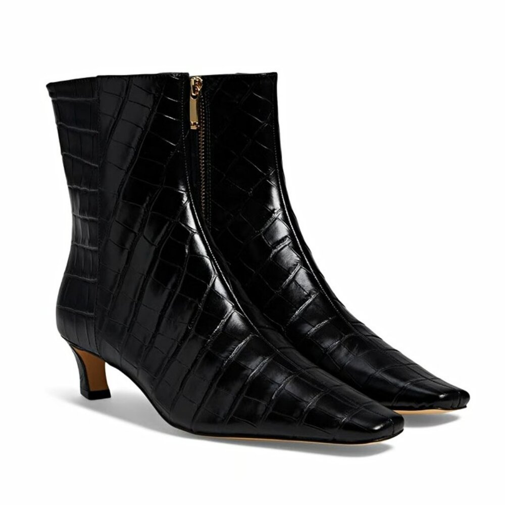 Michael Kors Black Croc-Embossed Heeled Boots